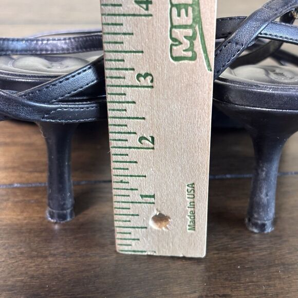 Open Edit Women's Strappy Sandals Size 9 Black Square Toe Kitten Heel - Picture 5 of 9